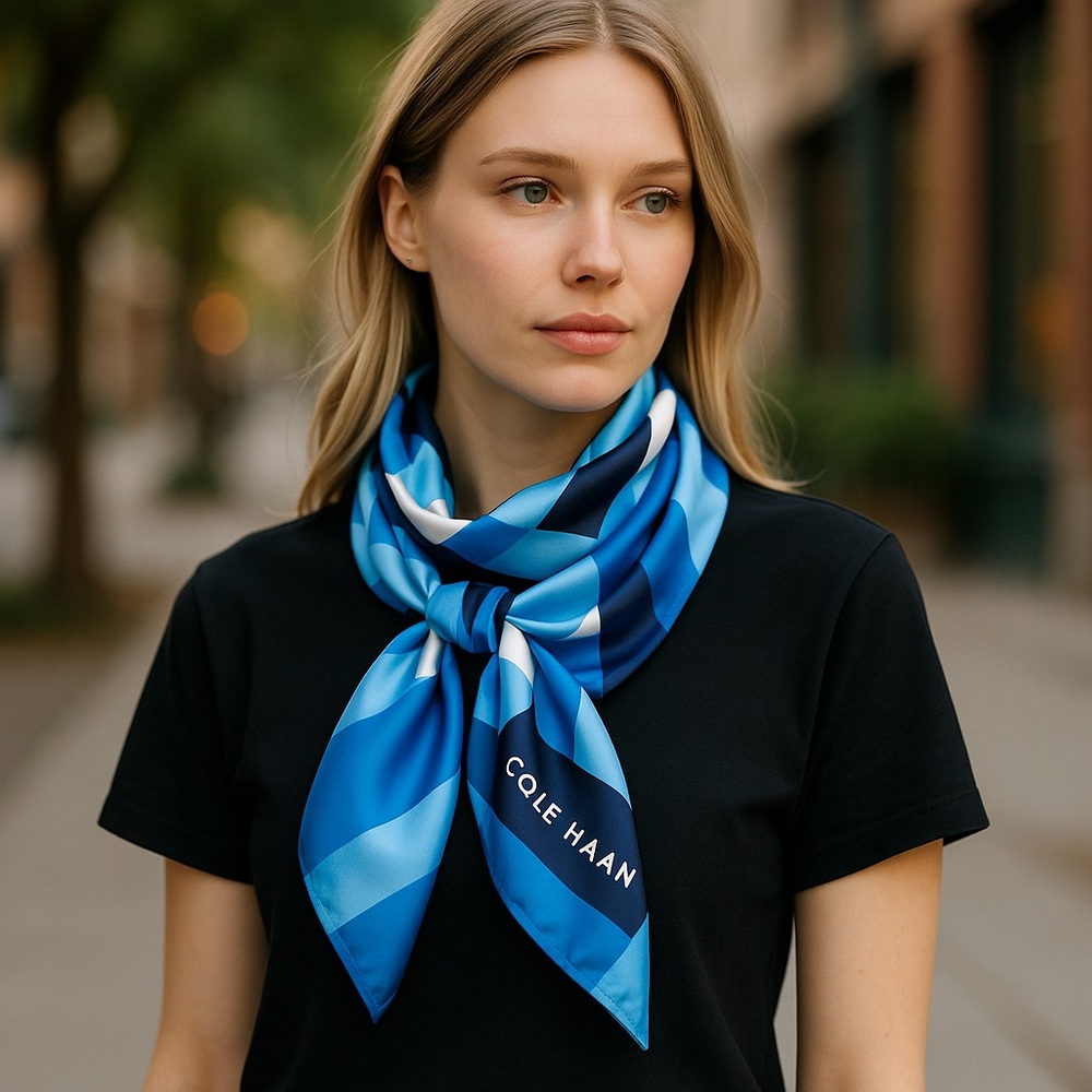 NWT COLE HAAN Stripe Square Scarf Color: Marine